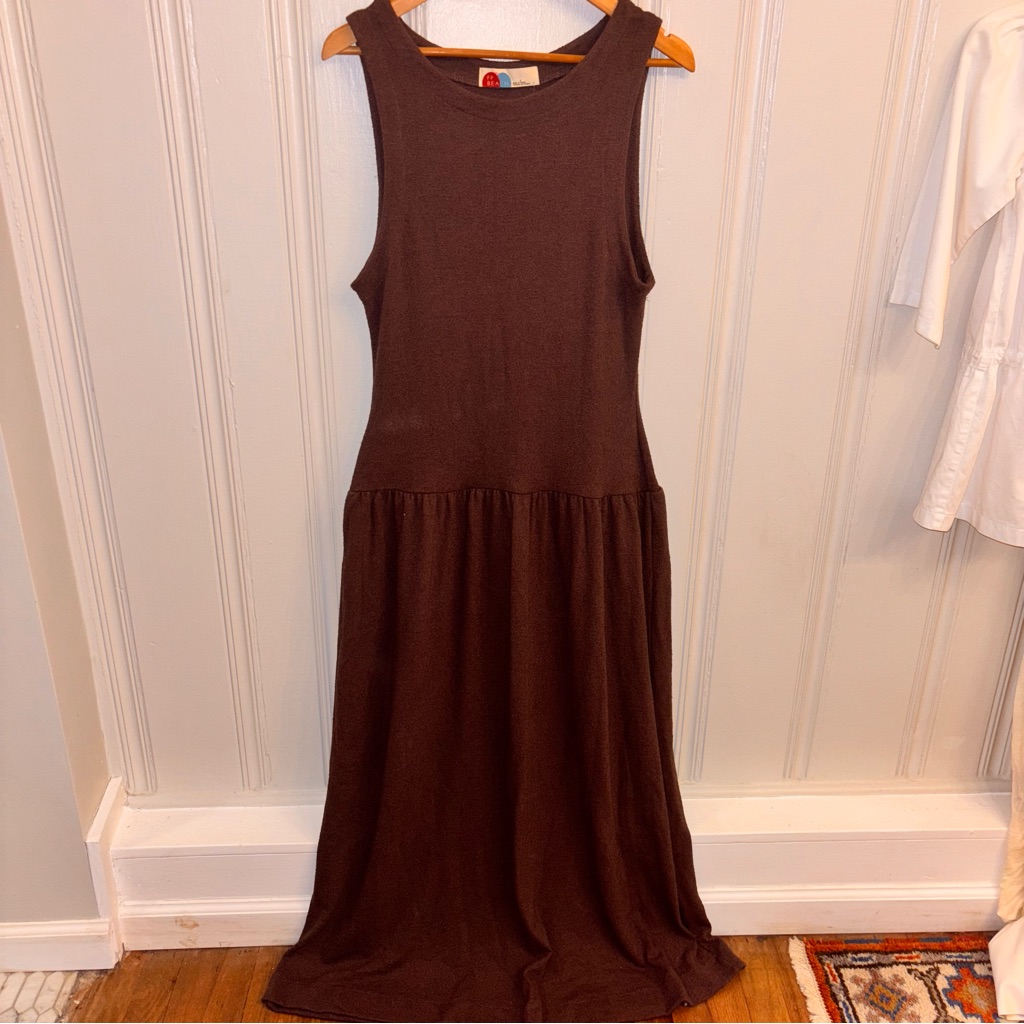 Nwt Free People Beach Large Brown Textured Sleeveless Maxi Dress Minimalist Boho